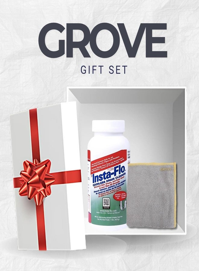 GROVE Insta-Flo Crystals Drain Cleaner 1 lb Bundle with Microfiber Cloth – Powerful Crystal Lye Opener for Clog Removal – Safe and Effective for Household Pipes – Gift Set (2 Items) - Image 5